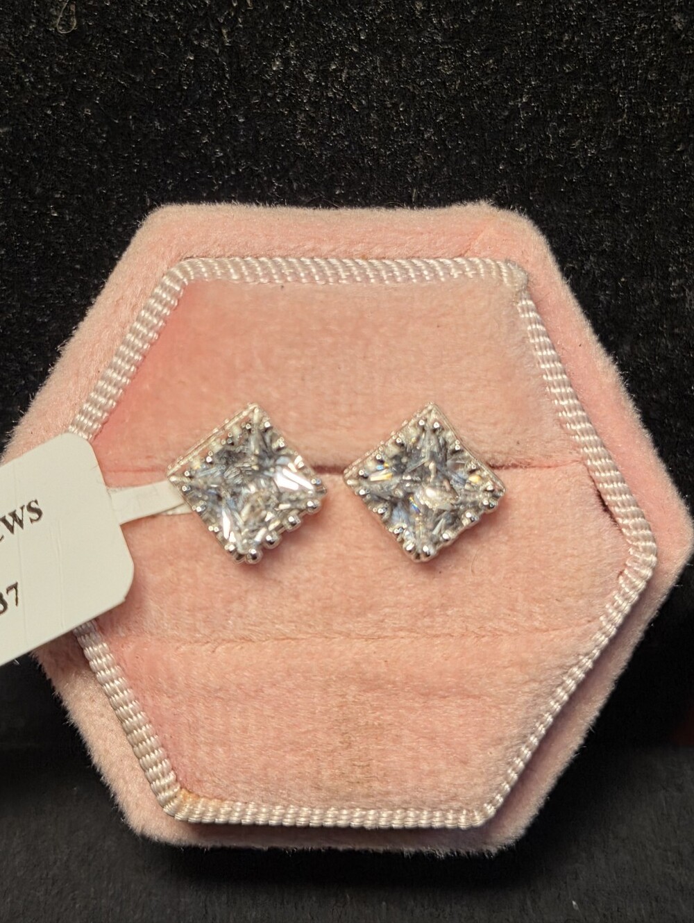 3.5 Carat Unisex Royal Crown Princess Cut CZ Sterling Silver Stud Earrings